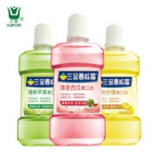 三金西瓜霜 漱口水深层清洁清新口气口臭口果香型500ml*3瓶 柠檬味+苹果味+西瓜味买2套送抑菌漱口水1瓶 *2件