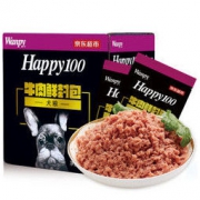 顽皮（Wanpy）宠物狗粮狗湿粮狗罐头狗零食Happy100系列犬用牛肉鲜封包80g*12袋 整盒装 *10件