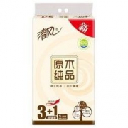 清风（APP）抽纸 原木纯品 2层150抽软抽纸巾*4包 小规格（新老包装交替发货）