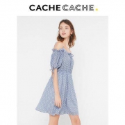 CacheCache 7379091471 女士露肩波点智熏裙