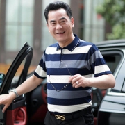 夏季短袖t恤男冰丝中年上衣爸爸夏装中老年人针织衫父亲男士衣服