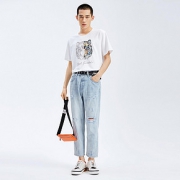 马克华菲短袖T恤男2020夏季新款潮牌潮流撞色虎头刺绣半袖打底衫