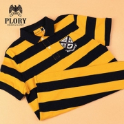 PLORY男士2020春夏新款舒适休闲撞色条纹徽章短袖有领T恤男polo衫