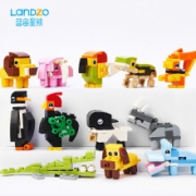 LANDZO 蓝宙 12种动物积木玩具
