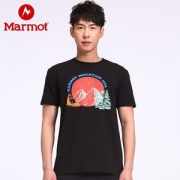 marmot 土拨鼠 男士透气弹力印花T恤