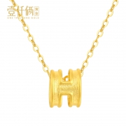 壹仟俩 999足金 3D硬金 小H吊坠