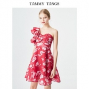 TAMMYTANGS 糖力 T18XQ19179 女士露肩雪纺连衣裙 79元