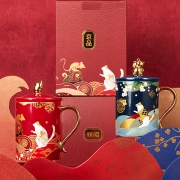 补券，共禾京品＆周大福NB10联名款 中国风招财猫金鼠陶瓷马克杯 400ml