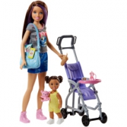 PLUS：芭比 Barbie  娃娃玩具 育婴师推车组合*3