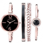 ANNE KLEIN 安妮·克莱因 女士 AK/3290BKST 手镯手表和手链套装