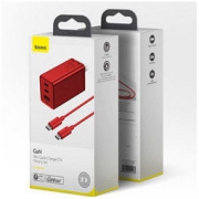 Baseus 倍思 GaN氮化镓充电器 65W（2C1A）+ 100W Type-C数据线 红色特别版套装