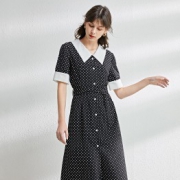 17日0点：对白 ADQ083 高腰连衣裙女短袖中长裙 149元（需用券）