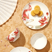 釉色均匀！共禾京品 鲤金系列新骨瓷餐具4件套 ￥29.9