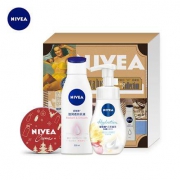 NIVEA 妮维雅 伊丽莎白典藏礼盒（身体乳200ml+氨基酸洁面180ml+润肤霜60ml+赠托特包+台历） *2件