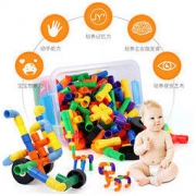 叮当木 儿童水管道积木塑料玩具 22粒管道积木 马卡龙系列