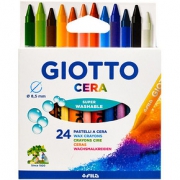 意大利GIOTTO 儿童蜡笔涂鸦安心可水洗12/24色细杆全彩绘蜡 幼儿园宝宝绘画涂