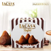LACASA乐卡莎西班牙进口松露形黑巧克力200g零食礼物（代可可脂）