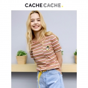 Cache Cache 7609142834 女款条纹不对称短袖 31.2元包邮