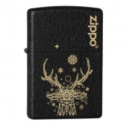 美国原机进口 Zippo 黑裂漆一鹿有你 16孔防风打火机