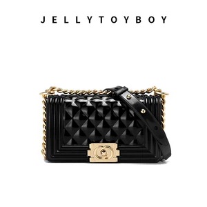 香港潮牌 jellytoyboy 女果冻包格纹小方包
