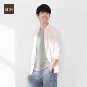 限尺码：lativ 诚衣 40457 男士棉麻长袖衬衫 69元