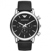 Emporio Armani 安普里奥·阿玛尼 男士简约黑色防水石英手表 AR1828