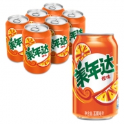限地区：美年达 橙味汽水 330ml*6听