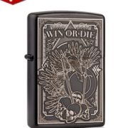 美国原机进口 Zippo Win or die 冰面雕刻骷髅 16孔防风打火机