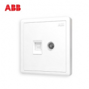 ABB开关插座远致白墙壁86型插座面板电视电脑插座AO325 *2件