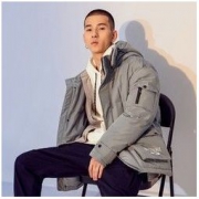 Meters bonwe 美特斯邦威 男士连帽工装长款棉服