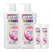 PLUS会员：清扬 (CLEAR) 去屑洗发水套装 多效水润型 720gx2瓶 送多效水润 100gx2瓶
