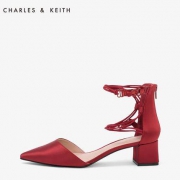 61预售：CHARLES＆KEITH CK1-60390312 女士绑带尖头粗中跟鞋