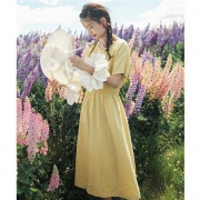 茵曼 1892102519 女士V领连衣裙