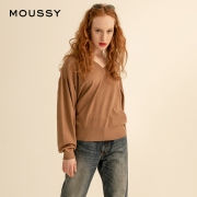 61预售：MOUSSY 010CSF70-0390 V领落肩款泡泡袖女款针织衫 119元