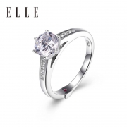 ELLE 2014090MS 女士925银莫桑石钻戒 390元包邮（需用券）