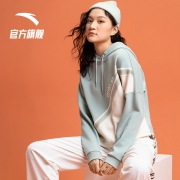 安踏卫衣2020新款女士春季套头连帽运动休闲学生上衣保暖针织长袖 98元