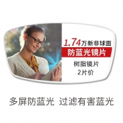 WAN XIN 万新光学 1.74防蓝光 非球面近视镜片 298元包邮（需用券）