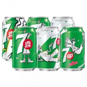 限华南：PLUS会员:七喜 7up 柠檬味 碳酸饮料 330ml*6听*3件