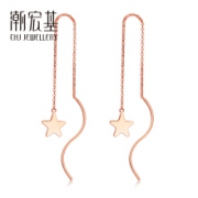潮宏基 CHJ JEWELLERY 星灿 18K金耳线玫瑰金彩金耳钉女款 EEK30001982 耳线
