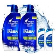 海飞丝男士去屑洗发水套装450ml*2送80ml*2劲感去油 持久去屑清洁止痒 清香型