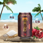 王老吉新品、0脂肪：春都 人参石榴味 盐汽水 310mlx16罐  39元包邮（线下64元）