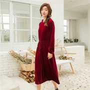茵曼 1884101466 女士丝绒连衣裙