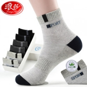 周华健代言 浪莎 男士纯棉吸汗中筒袜 6双盒装