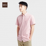 lativ 诚衣 40470 男士牛津纺短袖条纹衬衫 *2件 103.5元（合51.75元/件）