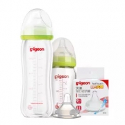 61预售：pigeon 贝亲 宽口径玻璃奶瓶 240ml+160ml+L号奶嘴 169元（需定金30元，1日1点付尾款）