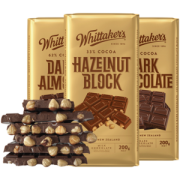 新西兰进口 Whittakers 纯可可脂榛仁巧克力 200g*3块