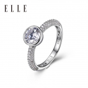 ELLE 925银莫桑石钻戒指 1克拉 （赠DW玫瑰金手镯） 390元包邮（需用券）
