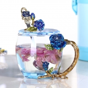 花开映月 珐琅彩玻璃杯