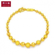 周大福 母亲节礼物 串珠 足金黄金手链 F217476