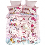 hellokitty卡通全棉四件套纯棉公主风床单被套儿童三件套床上用品